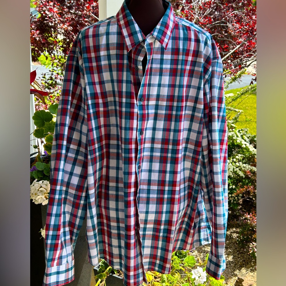 NWOT PACIFIC OUTFITTERS sXXL-Active Stretch-teal/wine plaid